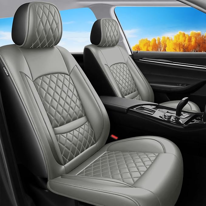 Fit Integra Car Seat Covers for Acura Integra 2023-2026 - Premium Leather, Waterproof, All-Weather, Airbag Compatible, Breathable, Seat Protectors, Only 2 Front seat Covers, Gray