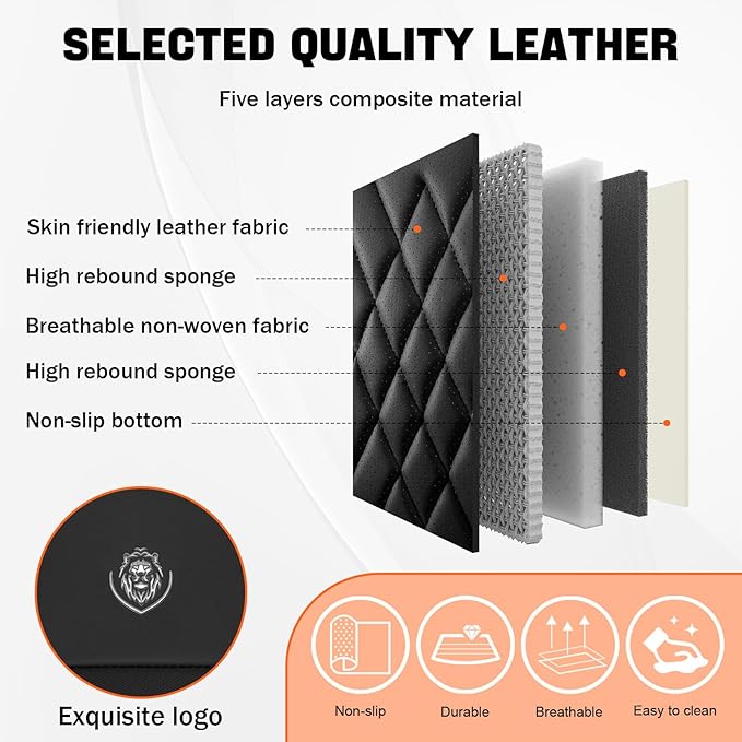 Car Seat Covers Compatible with Toyota Camry 2012-2026 Durable Waterproof Automotive Seat Covers Stretchable Fabric Material, Airbag Compatibility, Premium Nappa Leather(Black Gray, Full Set)