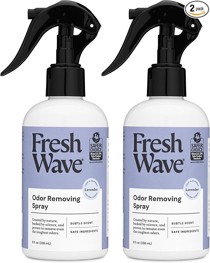 Fresh Wave Lavender Scent Odor Removing Spray, 8 fl. oz. | Pack of 2 | Odor Absorber for Home, Furniture, Fabrics & Trash | Safer Odor Relief