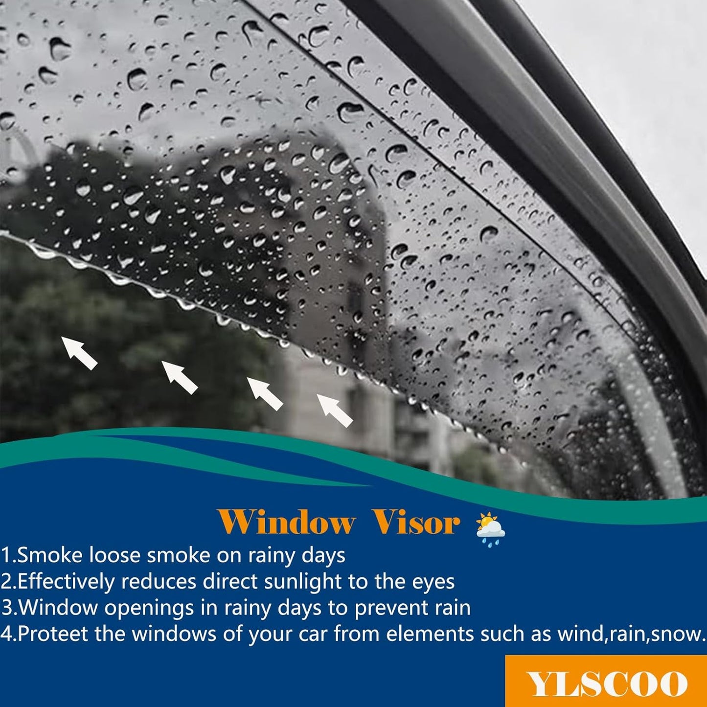 Window Visors Rain Guards fits 2014-2021 Cherokee, Out-Channel Window Wind Deflectors Vent Shades Accessories, Dark Smoke 4 Pcs, 2015 2016 2017 2018 2019 2020