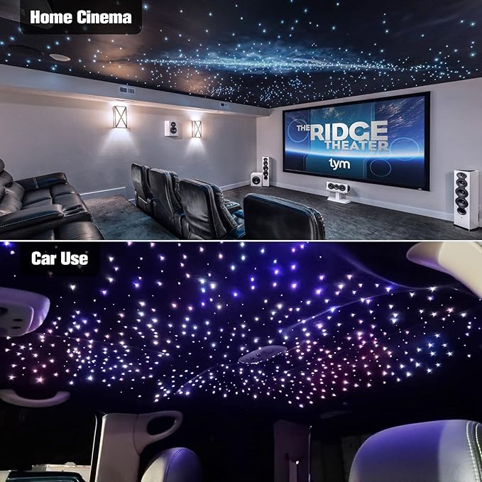 CHINLY Twinkle 150pcs 6.5ft 0.03in Starlight Headliner Fiber Optic Lights kit, Music Mode Bluetooth APP Control Remote, RGBW Star roof Lights for Star Headliner/Home Theater/Pool Ceiling