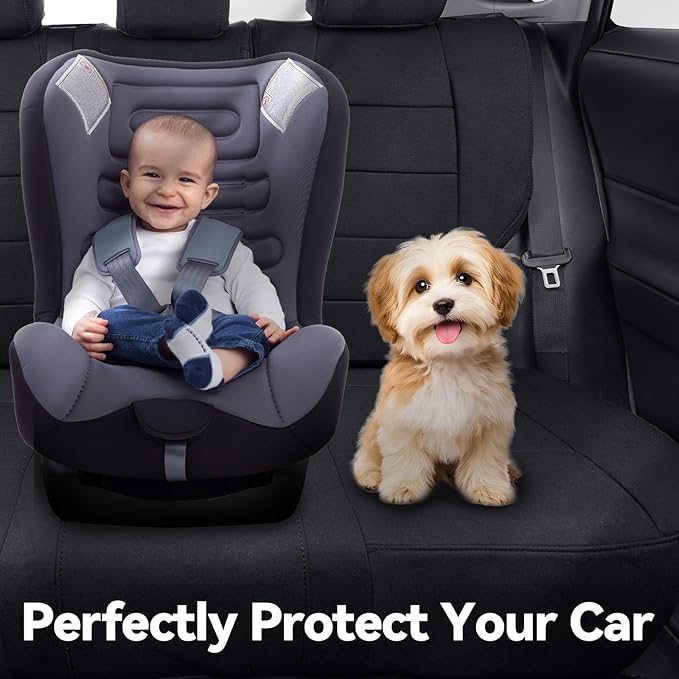 coverdream 2026 Rav4 Seat Covers Custom Fit for 2026 Toyota Rav4 Hybrid (SE,XSE) & PHEV GR Sport SUV,Full Set Polyester Car Seat Protector Black