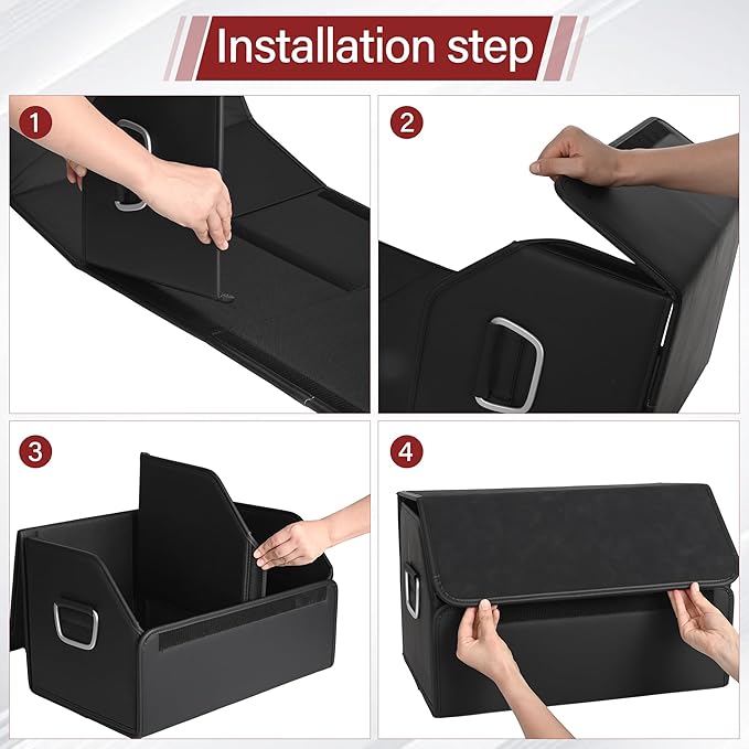 JEYODA Suede Leather Trunk Organizer, Large Capacity Soft Car Organizers and Storage,foldable,with lip, for Car SUV/Jeep/Sedan/Home/Camping (Black,Small)
