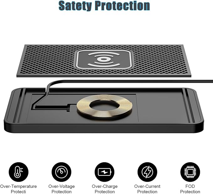 Wireless Charging Pad for Car for Jeep Gladiator, 15W Fast Wireless Charger Mat Non-Slip Silicone Car Center Console Phone Charging Pad,A/15W-Type-c