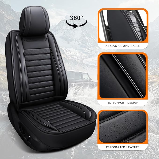 Car Seat Covers,Car Seat Protector Waterproof,Seat Covers Full Set, Car Seat Protectors,Automotive Seat Covers Fit for Most Cars Black