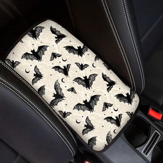 Dreaweet Bat Center Console Armrest Pad Cover Halloween Car Accessories Middle Console Cover Anti-Scratch Comfort Car Armrest Storage Box Mat