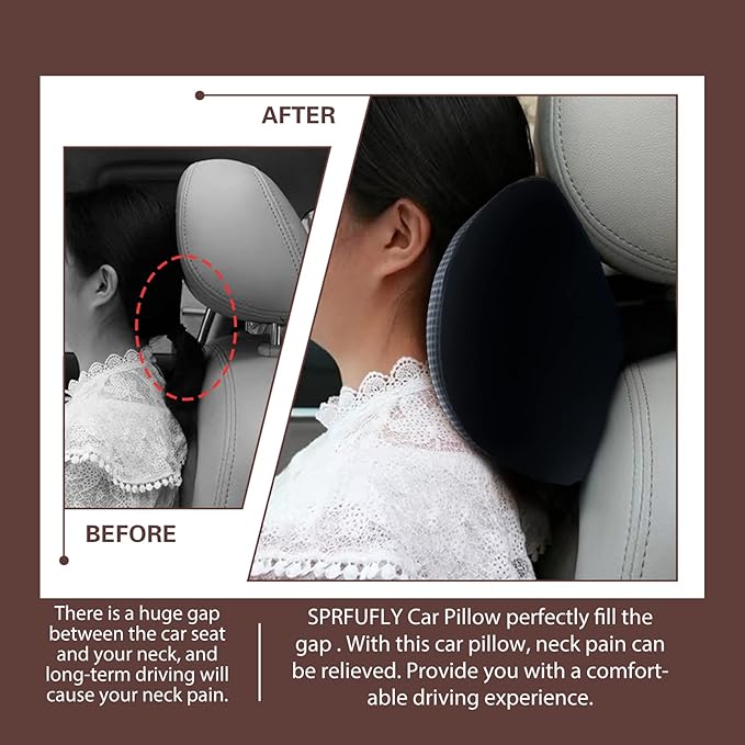 Really Cushiony Car Headrest Pillow, Car Pillow for Driving Seat with Adjustable Strap, Breathable Removable Cover & Ergonomic Design - Softness Office Travel Car Neck Pillow(Purple, 1PC)