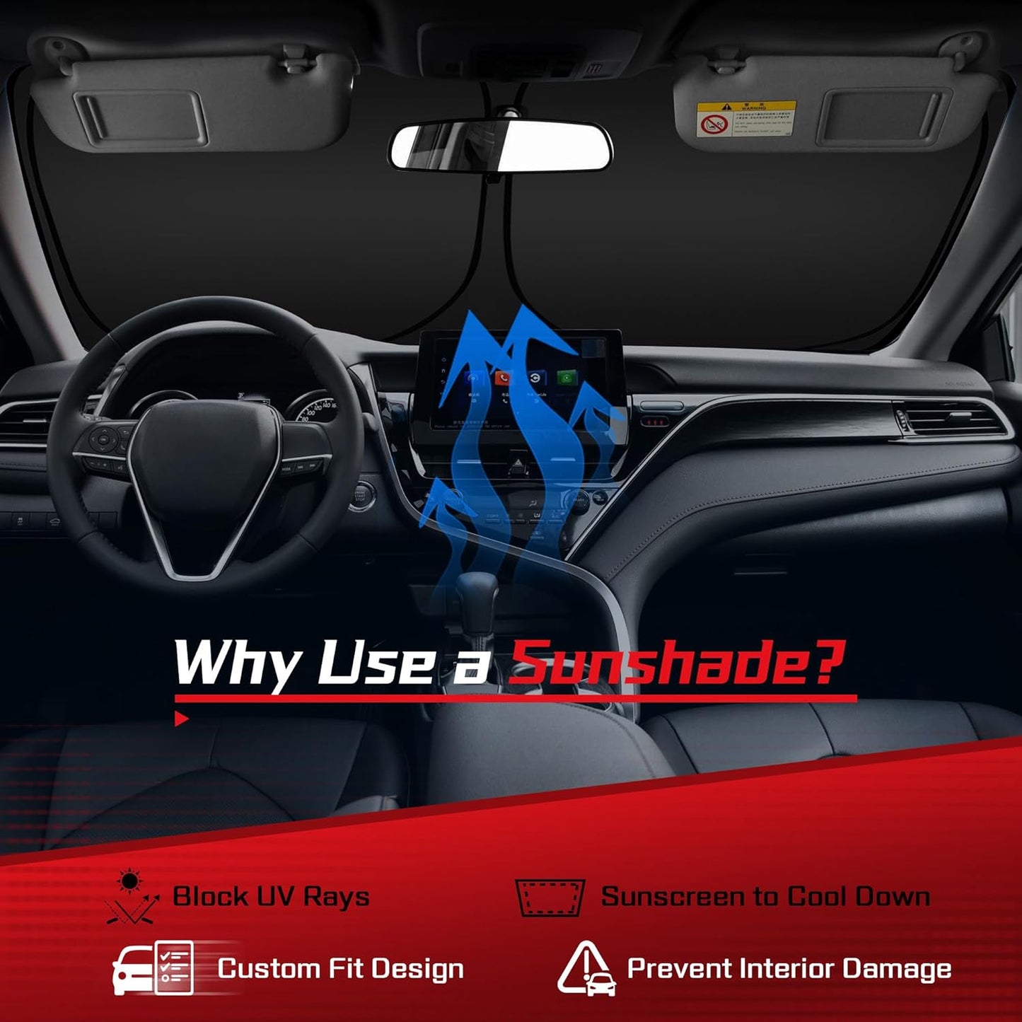 ARISMOTOR Windshield Sun Shade for Toyota Crown 2023-2025, Custom Fit Foldable Front Window Sunshade Sun Visor Protector, Block UV Rays Keep Your Car Cooler
