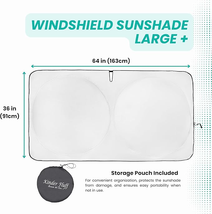 Windshield Sun Shade -Certified 99.87% UVB & 99.02% UVA Car Sun Shade. Award Winning Sunshade - Patented Technology | Compatible for Acura MDX (2021-2026) | Car Shades by Kinder Fluff