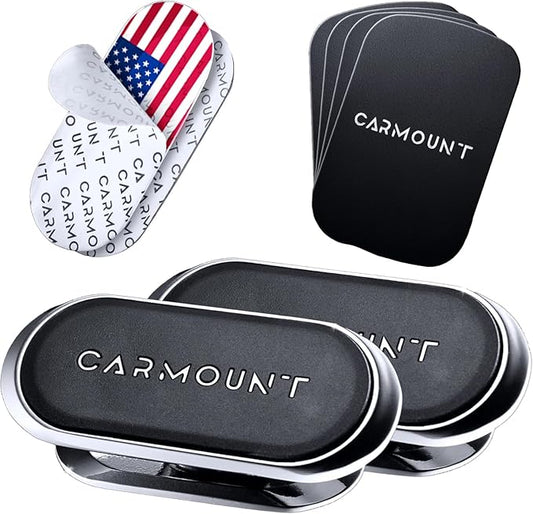 CARMOUNT F1 Dashboard Car Mount (2-Pack) | Magnetic Phone Holder for Car, Ultra Strong 8X N52 Magnets, 360° Rotation, Universal Dash Mount for All Phones and Tablets | Car Mount Magnet for iPad