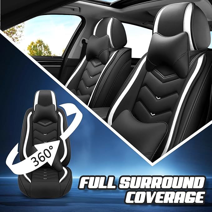 Car Seat Covers for Mercedes-Benz S-Class 2005-2026, Premium Nappa Leather Car Seat Cover, Stylish Sport Seat Covers， Automobile Seat Cover Sets.(Luxury 5 Seats/Black White)