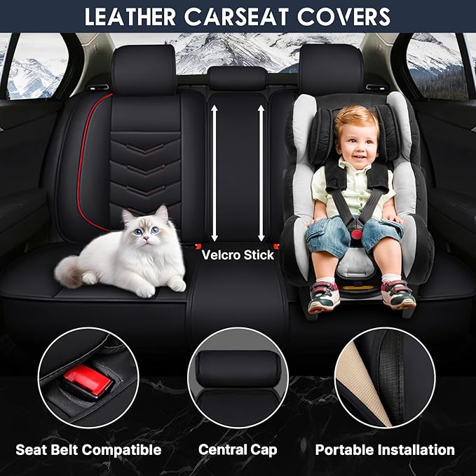 Car Seat Cover for Chevrolet Camaro 2000-2024, Durable Wear Resistant Waterproof Vehicle Cushion Covers, Breathable No Odor Premium Leather Vehicle Seat Covers.(Standard,Black Red)