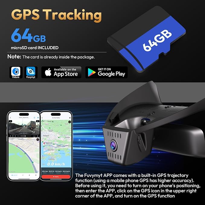 4K Dash Cam for Cadillac Lyriq 2023 2024 2025,OEM-Look,2160P UHD Video,Built-in WiFi & APP,Loop Recording,G-Sensor,Plug & Play,64GB Card
