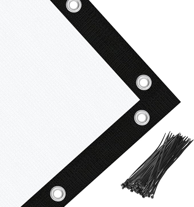 Amagenix 90% Pergola Shade Cover 10' X 14' Sun Shade Cloth with Grommets for Outdoor Garden Patio Porch, Commercial Grade 200 GSM - Cable Zip Ties Included (We Customized) GN108, White