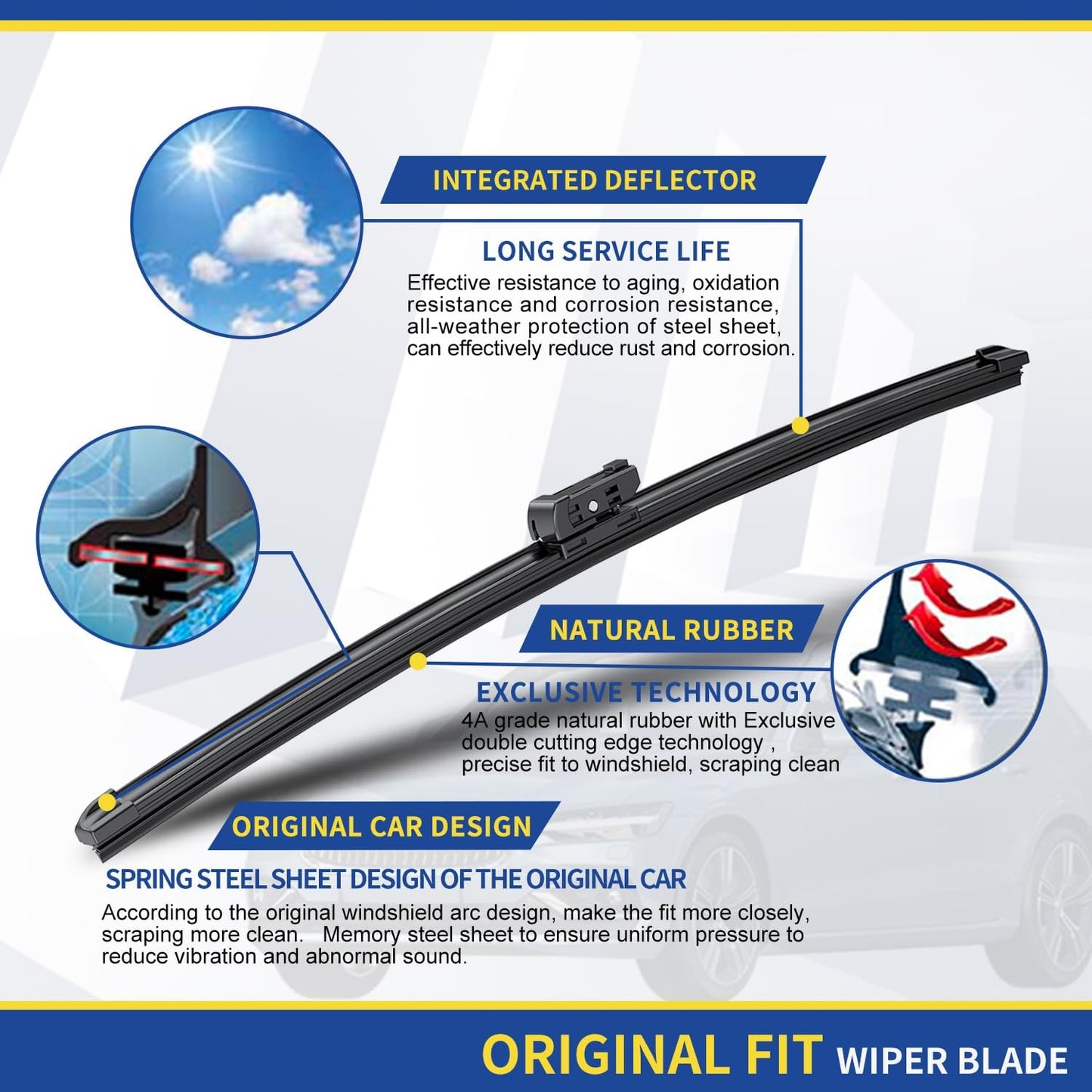 3 Wipers Factory Replacement For Q5 2009-2017,SQ5 2014-2017, RS Q3 2021-2022,Porsche Panamera 2017-2023 Original Equipment Windshield Wiper Blades Set 24"+20" +13" (Set of 3) Top Lock