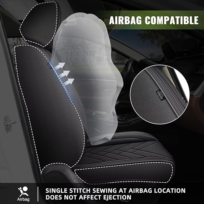 AOMSAZTO Car Seat Covers Fit for Kia Sorento 2007-2025 2026: Premium Seat Covers Waterproof Leather Automotive Seat Cushion Protector Compatible with Airbag(Only 5 Seats, Black)