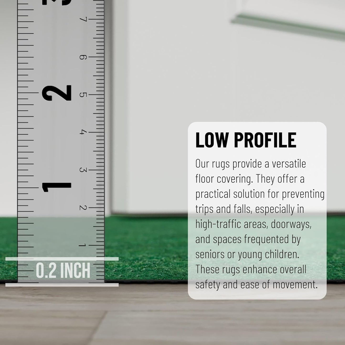 Ottomanson 6'6" x 10' Mud Mat Area Rug Scraper Carpet - Non-Slip, Dirt Trapping for Indoor & Outdoor Use - Ideal for Entryway, Garage, Kitchen, Patio & High-Traffic Areas, Green