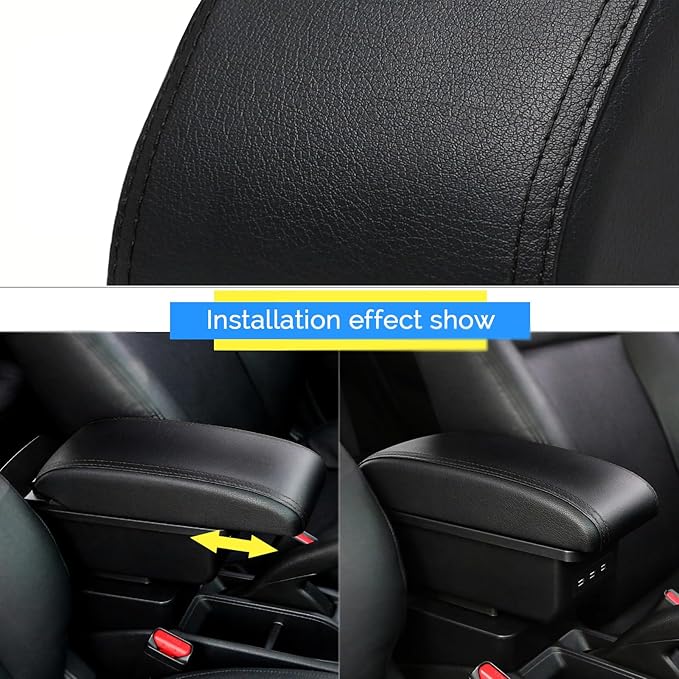 AULPHIKE Compatible with Nissan Versa Armrest 2012-2019 Car Center Console Organizer Armrests Double Layer Storage with 3 USB（Black）