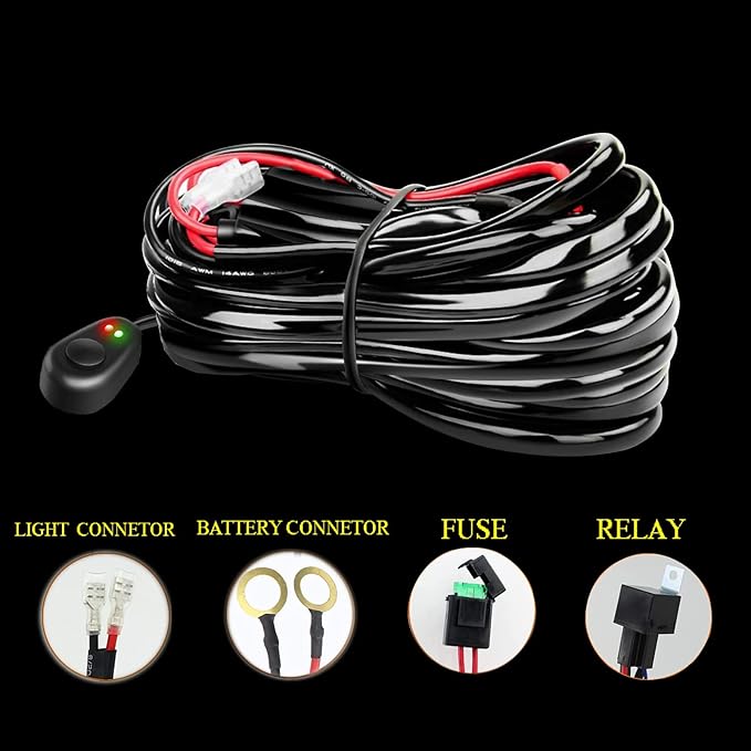 AUXTINGS 22 inch 120W Curved Double Row LED Light Bar Work Light Spot Flood Beam with Wiring Harness kit Switch for Trucks Tractor 4X4 Jeep Boat Off Road Auto Fog Driving Lamp 12V 24V Waterproof IP67