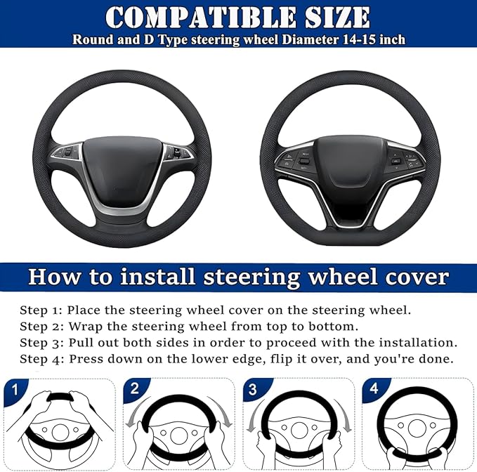 Soft Leather Car Steering Wheel Cover, Universal 15 Inch Colorful Rhinestones Anti-Slip Elastic Steering Wheel Covers for Most Cars, Sparkly Crystal Diamond for Women Girls (Yellow)