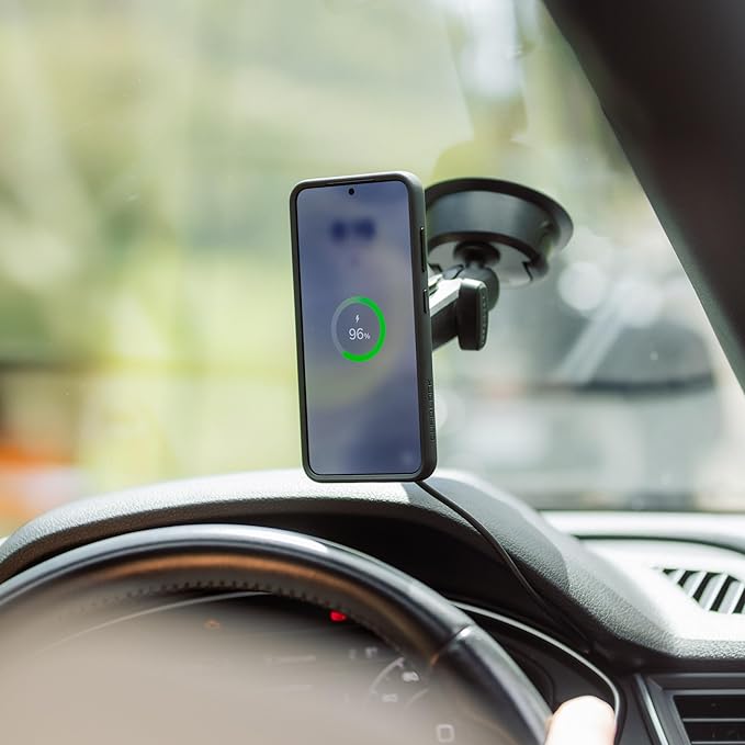 Quad Lock Heavy Duty Suction Car Phone Mount with MAG Phone Case and MAG Wireless Charging Head for iPhone 11