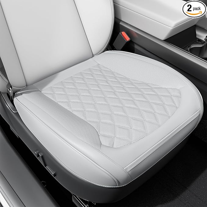 2 Pack Front Bottom Car Seat Cover, Luxury Leather Seat Covers Compatible with Tesla Model Y/3 2026 2025 2024-2020, Breathable and Waterproof Tesla Model Y/3 Accessories (White, 2Pcs)