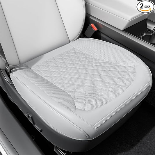 2 Pack Front Bottom Car Seat Cover, Luxury Leather Seat Covers Compatible with Tesla Model Y/3 2026 2025 2024-2020, Breathable and Waterproof Tesla Model Y/3 Accessories (White, 2Pcs)