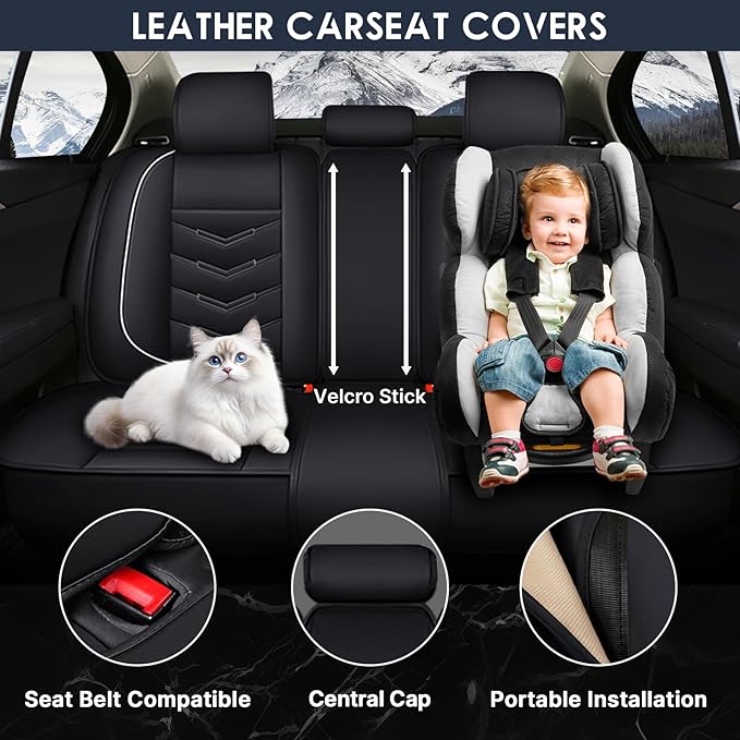 Car Seat Cover for Chevrolet Camaro 2000-2024, Durable Wear Resistant Waterproof Vehicle Cushion Cover, Breathable No Odor Premium Leather Vehicle Seat Covers.(Luxury,Black White)