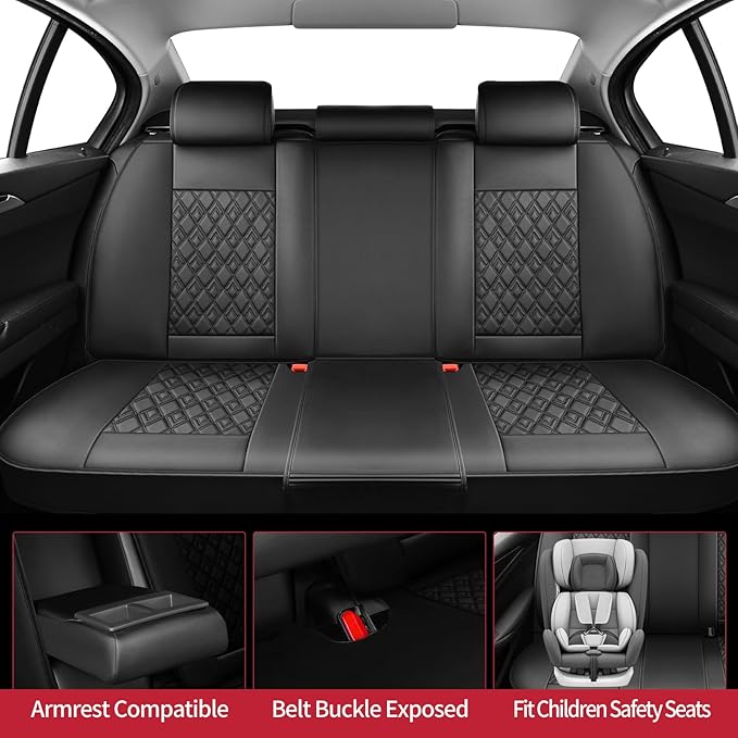 Fit Corolla Car Seat Covers for Toyota Corolla 2000-2024 2025 2026 - Upgraded Premium Waterproof & Breathable Leather, Airbag Compatible, All-Weather Seat Cushion Protector (Full Set, Black)