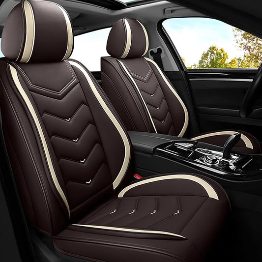 Car Seat Covers for VW Eos 2007-2016, Premium Nappa Leather Car Seat Cover, Stylish Sport Seat Covers， Automobile Seat Cover Sets.(Standard 2 Seats/Coffee Color)