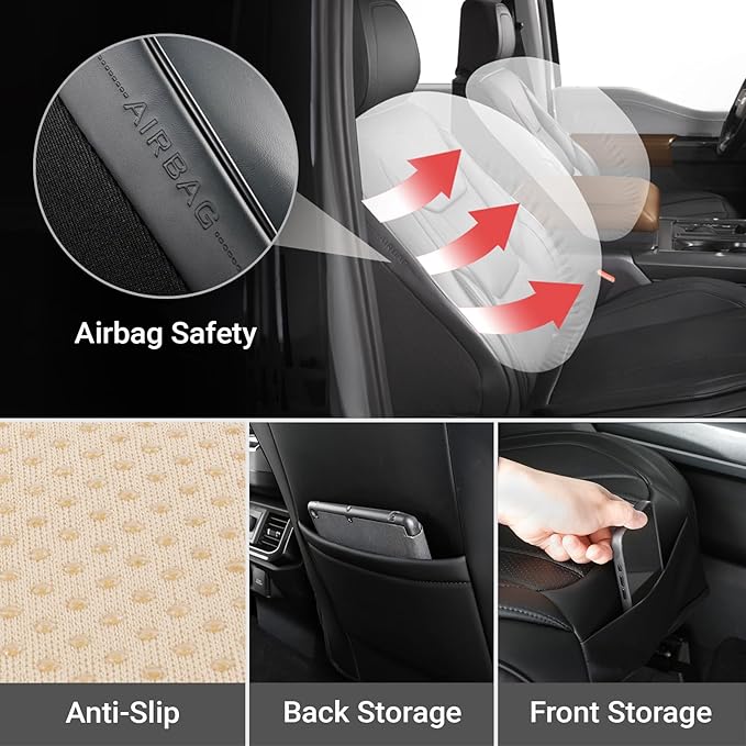 Coverland Custom Fit Car Seat Covers for SUV Compatible with [Polestar 3 SUV, Volvo EX90, XC90, XC90 Recharge] Premium Waterproof Non-Slip Interior Seat Protector [Front Black - Size Chart A38]