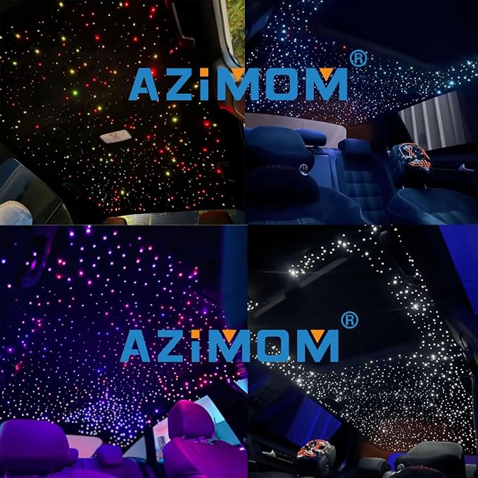 AZIMOM 6LED Colorful Fiber Optic Starlight Headliner Kits 180pcs*0.03in*6.5ft Fiber Strands APP& Remote Control Mix Color Chase Timing Fiber Optic Star Light for Car Home Sky Star Decoration