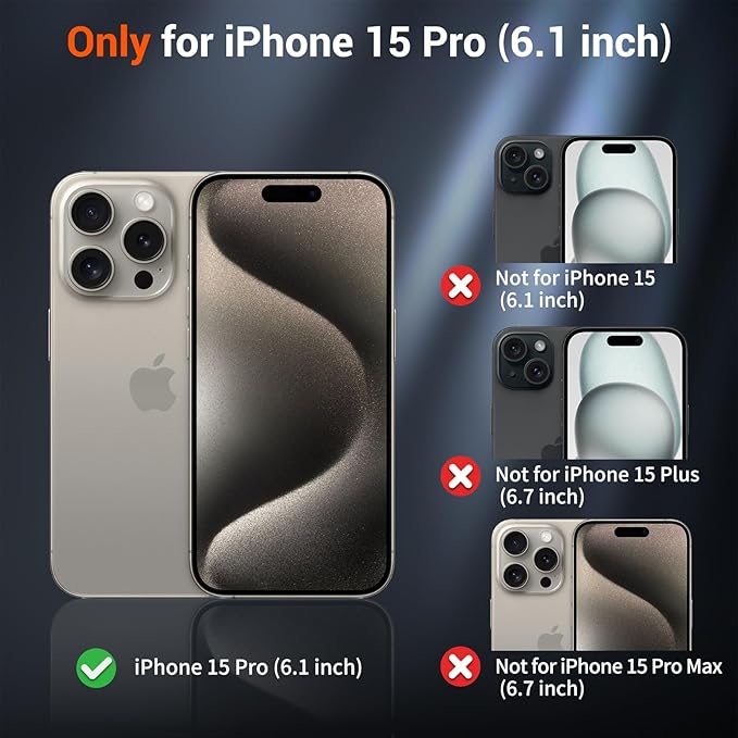 SUPFINE Magnetic for iPhone 15 Pro Case (Compatible with MagSafe) (Military Grade Drop Protection) Translucent Matte Shockproof Phone Cover, Black