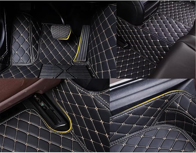 Custom Personalized Floor Mats for Cars，Luxury Full Coverage All Weather Car Floor Mats，Anti-Slip Leather Car Mat Set ，Custom Floor Mats for 99% of Cars, Trucks & SUVs (Wine red)