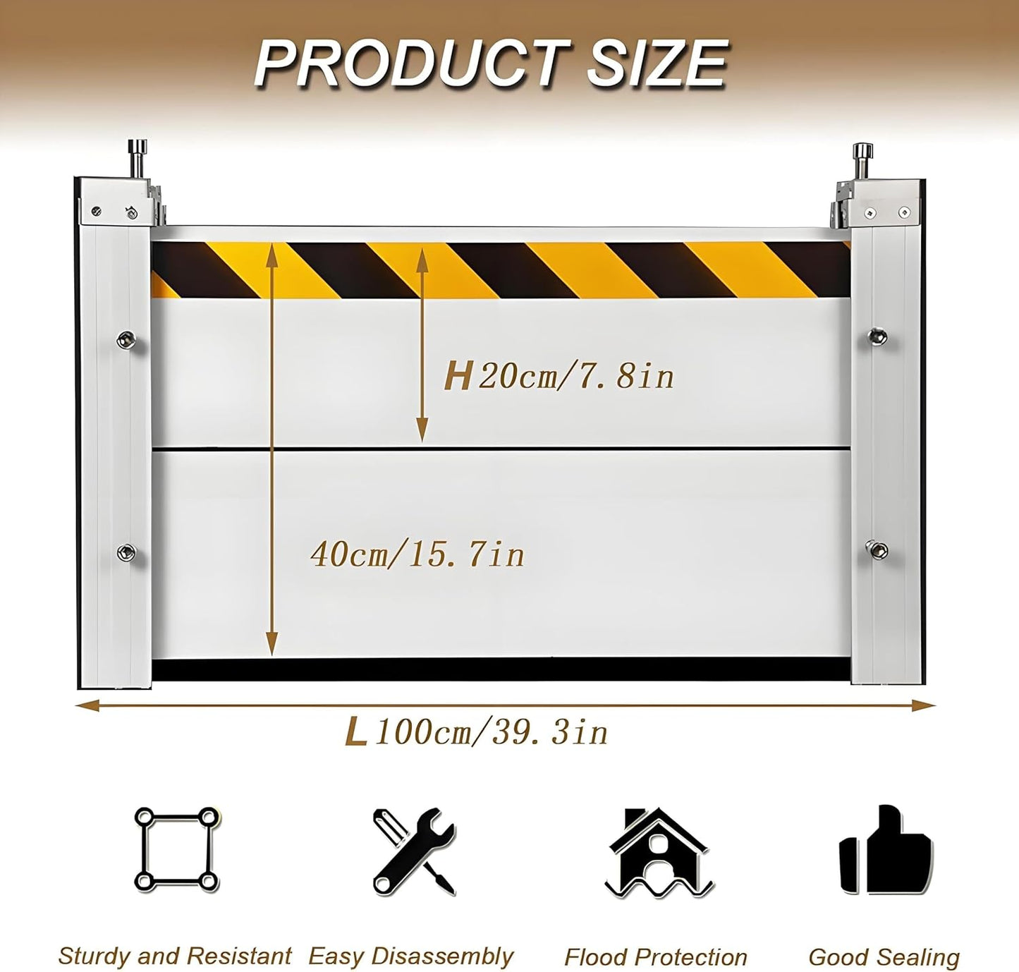 Flood Barriers for Home Exterior,Aluminum Alloy Outdoor Garage Doors Water Barriers for Flooding(H7.9Inch,L17FT)