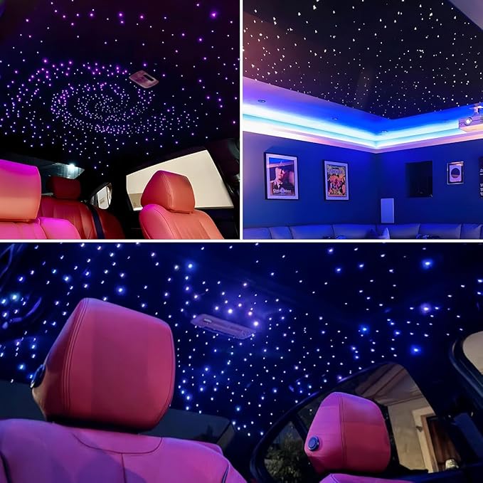 AKEPO Mini Size 6W Twinkle Fiber Optic Lights, 550pcs 0.03in 13.1ft/4m Optical Fibers APP Control Starlight Headliner Kit Music Activated RGBW Star Ceiling Light for Home and Car