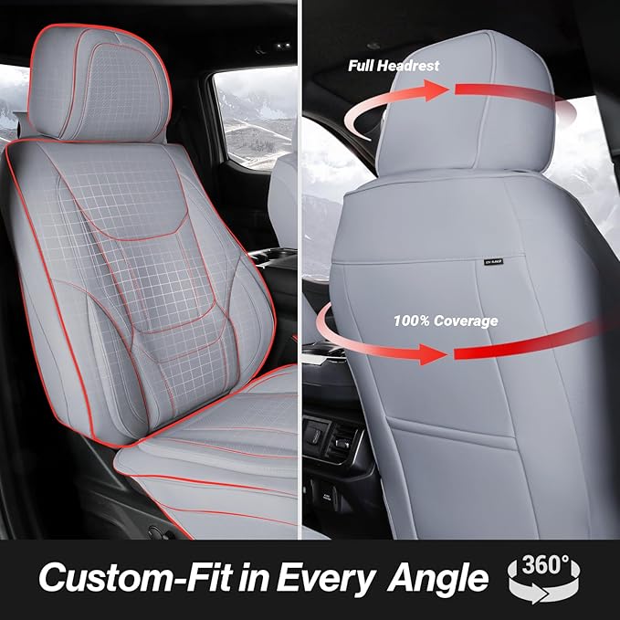 Coverland Custom Fit Car Seat Covers for SUV Compatible with [2019-2026 Acura RDX, 2025-2026 Subaru Forester] Premium Waterproof Non-Slip Interior Seat Protector [Full Set Gray - Size Chart X57]
