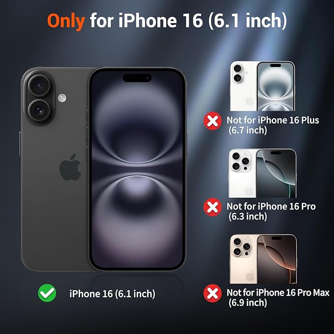 SUPFINE Magnetic for iPhone 16 Case with Screen Protector (Compatible with MagSafe) (Military Grade Drop Protection) Translucent Matte Shockproof with Anti-Fingerprint Phone Case,Deep Blue