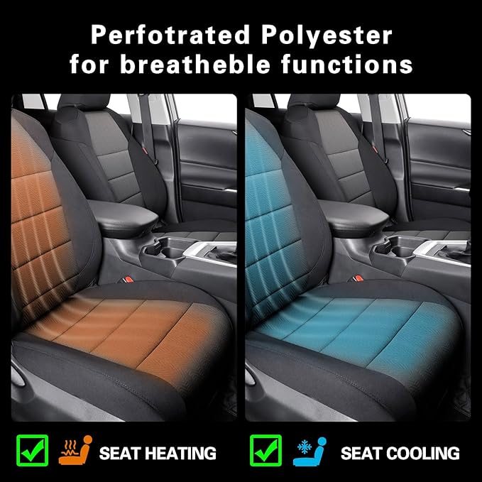 coverdream 2026 Rav4 Seat Covers Custom Fit for 2026 Toyota Rav4 Hybrid (Woodland/Limited) SUV,Full Set Polyester Car Seat Protector Black & Grey