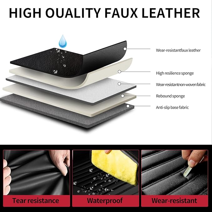 Fit Prius Car Seat Covers for Toyota Prius 2001-2024 2025 2026 - Upgraded Premium Waterproof & Breathable Leather, Airbag Compatible, All-Weather Seat Cushion Protector (2 Front/Black)