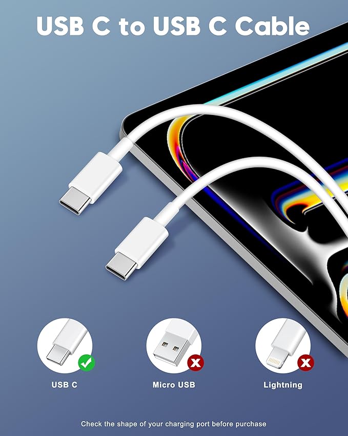 20W Fast Charger for iPhone 17/17 Pro Max/Air/17e/16/16 Pro Max/Plus, iPad Pro 13/12.9/11 inch, iPad 10th/Mini 6, AirPods, 2Pack USB C Wall Charger Type C Fast Charging Block with 3FT USB C to C Cable