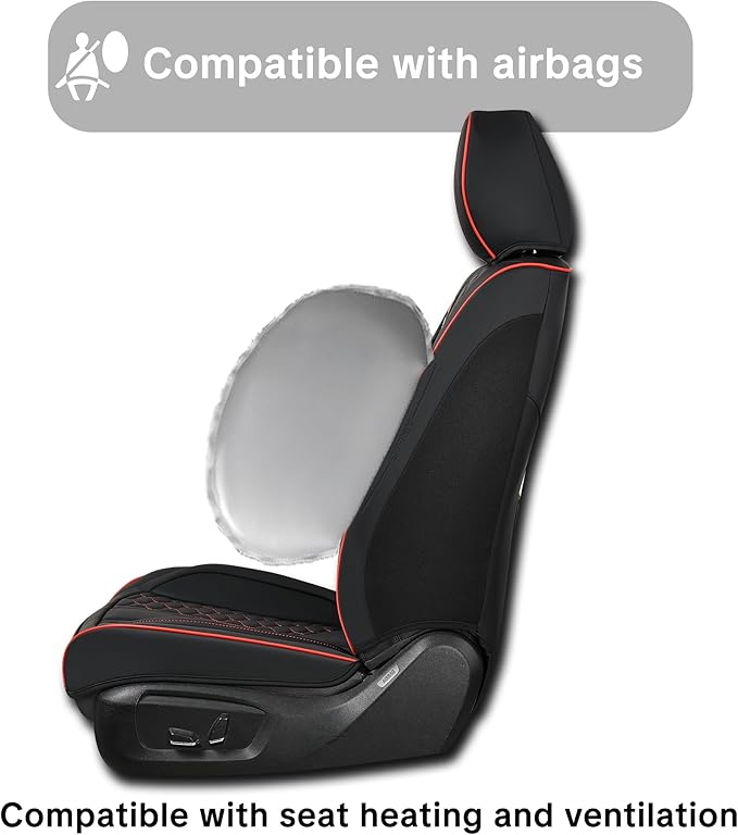Red Edge Car Seat Covers for Ford Bronco Sport 2021-2025 Car Seat Cover, Leather, 5 Piece Full Set, Waterproof, with Lumbar Support, Suitable for All Seasons