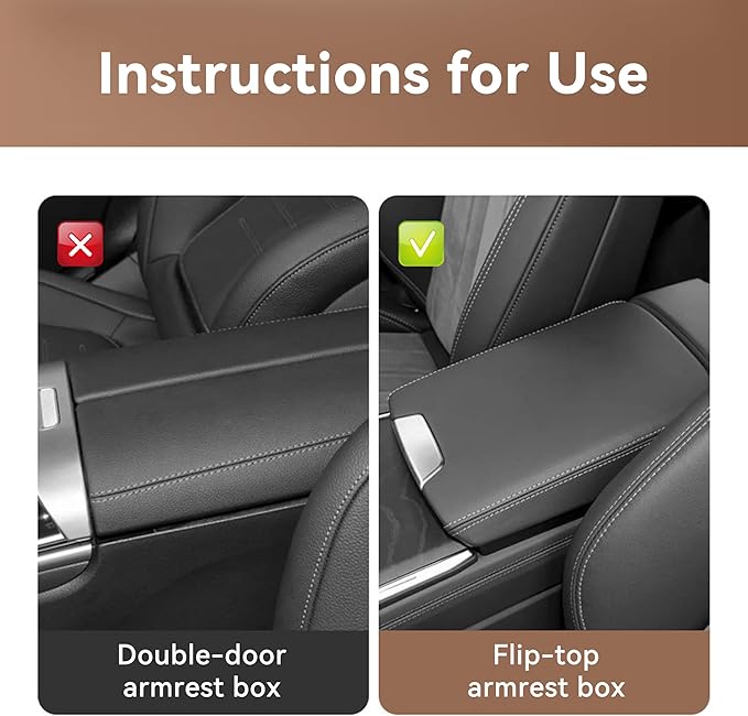 Car Center Console Cover, Leather Waterproof Vehicle Armrest Box Pad, Memory Cotton Comfortable Automotive Interior Seat Box Cushion Protector Accessories, Universal for Most Cars (Brown)