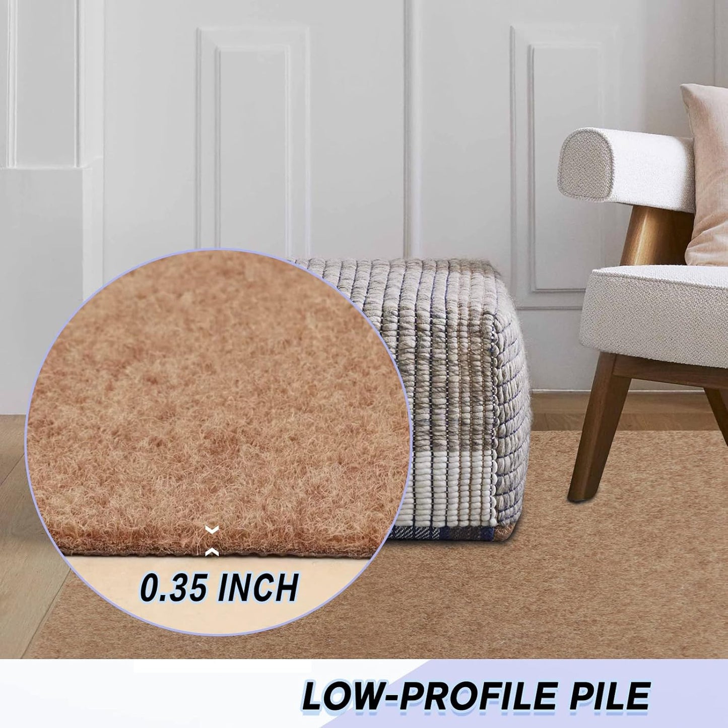 Custom Size Backed Non-Slip Area Rugs Runner, Easy Clean, Waterproof Runner Rugs for Hallway Entryway, Kitchen, Laundry, 3FT x 49FT, Beige