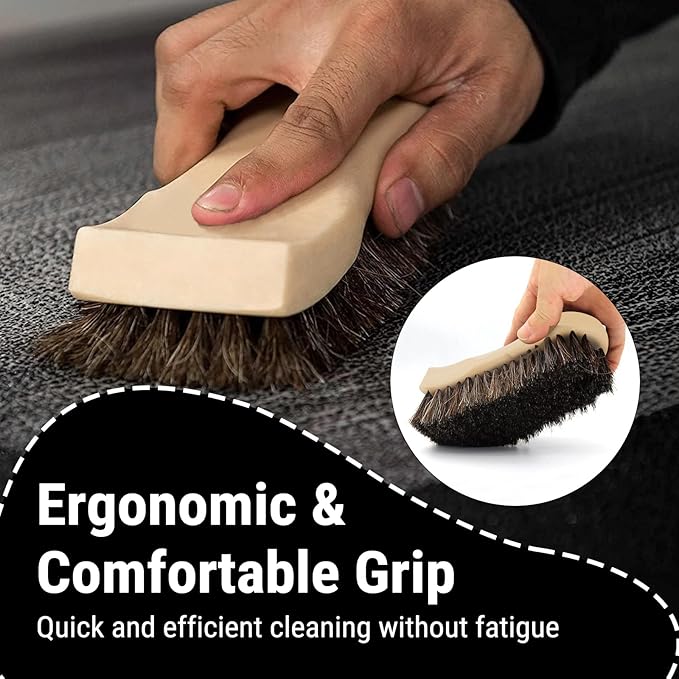 YeewayVeh Leather Cleaning Brush, Long Bristle Horse Hair Car Cleaning Brush for Car Interior Leather Seat and Home Furniture