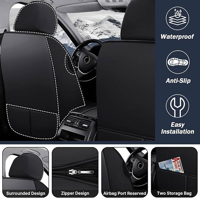 Car Seat Cover 8 Seats for Hyundai Palisade 2020-2025, Durable Wear Resistant Waterproof Sport Seat Cover, Breathable No Odor Premium Leather Vehicle Seat Covers.(Standard,Black White)
