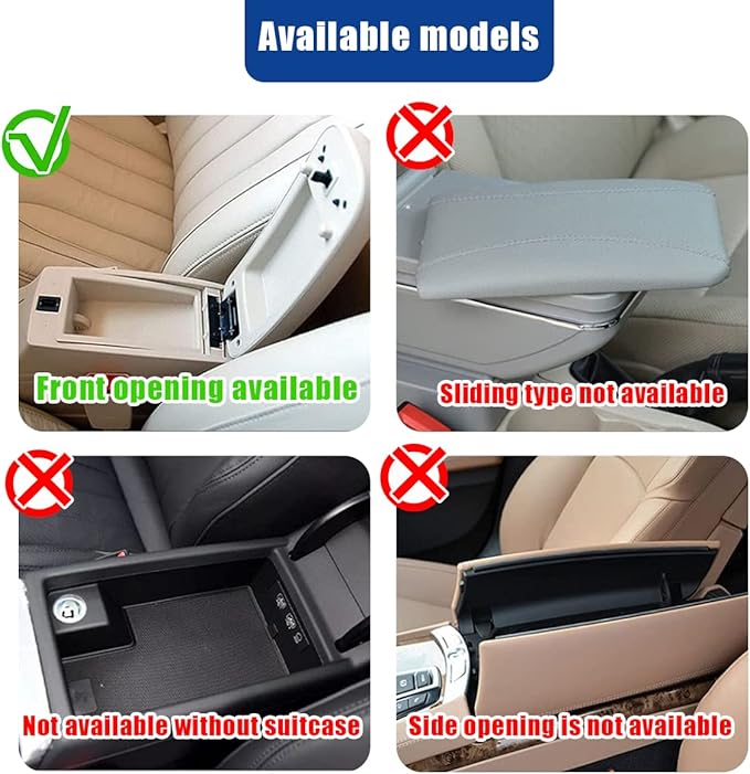 Ziciner Leather Car Center Console Armrest Pad, PU Waterproof Auto Seat Box Cover Protector, Hand Rest Cushion Protection Pad, Vehicles Interior Accessories Universal for Car,SUV (Black-White Line)