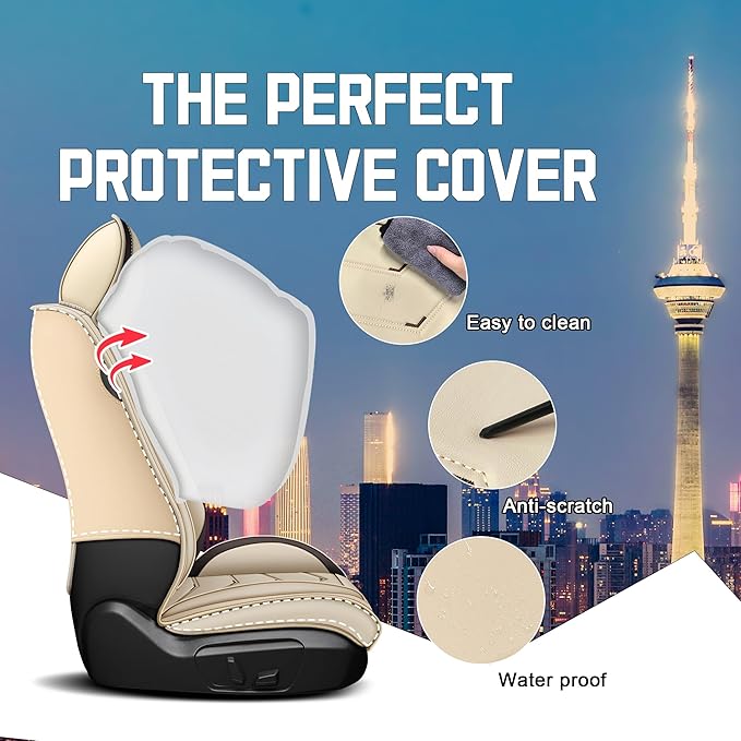 CTDS Car Seat Covers for Jeep Grand Cherokee L 2021-2026, Stylish Sport Seat Cover, Premium Nappa Leather Car Seat Cover. Automobile Seat Covers Sets.(Luxury 5 Seats/Beige)