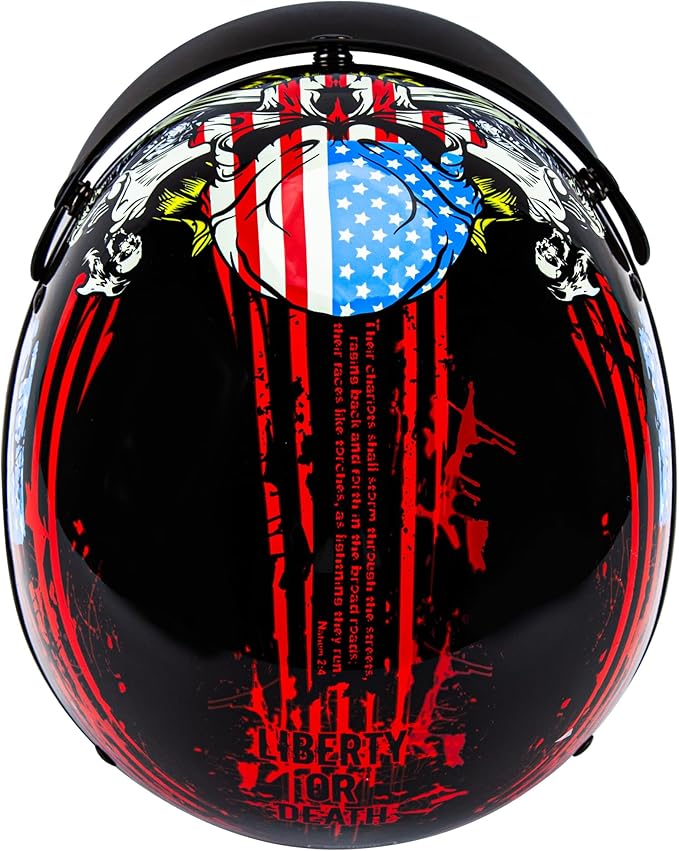 Cartman Cruiser Scooter Motorcycle Half Face Helmet, American Flag Skull USA Graphics, DOT Approved for Bike Scooter ATV UTV Chopper Large