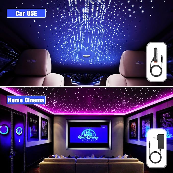 16W LED Starlight Headliner Kit, Star Lights for Car Roof&Home Decoration, Fiber Cable 650pcs*0.03in*13.1ft RGBW Star Light Headliner with Bluetooth APP/Remote Control/Music Mode